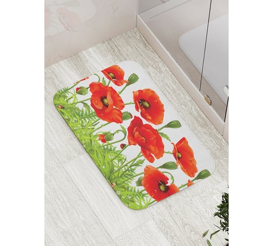 Изображение товара Коврик противоскользящий JoyArty "Ароматные маки" для ванной, сауны, бассейна, bath_11353