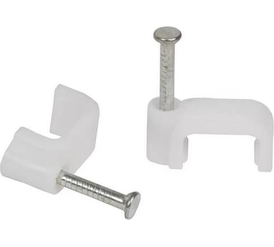 Изображение товара Скоба HLT 12мм плоская пластиковая белая 20шт. (20уп./уп.) 084-07-427