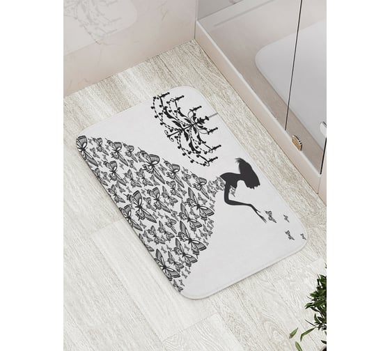 Изображение товара Коврик противоскользящий JoyArty "Платье из бабочек" для ванной, сауны, бассейна, bath_1692