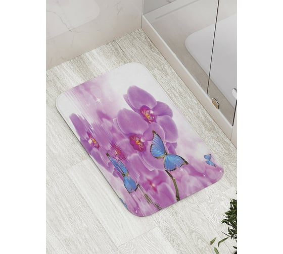 Изображение товара Коврик противоскользящий JoyArty "Бабочка на орхидее" для ванной, сауны, бассейна, bath_11023