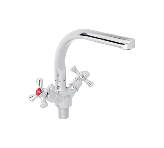 Изображение товара Смеситель для кухни RAIN Нефрит высокий излив, керамическая кран-букса 1/2, гайка, латунь, хром 561-314