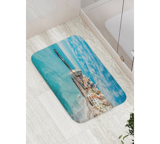 Изображение товара Коврик противоскользящий JoyArty "Город на пляже" для ванной, сауны, бассейна, bath_19660