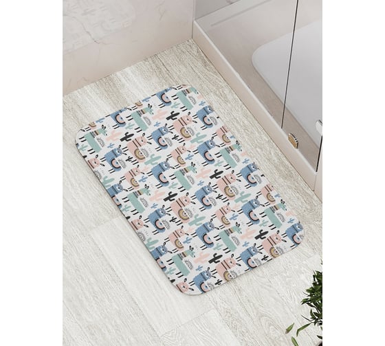 Изображение товара Коврик противоскользящий JoyArty "Милые альпаки" для ванной, сауны, бассейна, bath_53954