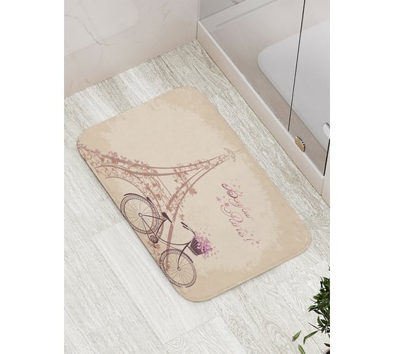 Изображение товара Коврик противоскользящий JoyArty "В Париж на велосипеде" для ванной, сауны, бассейна, bath_2959