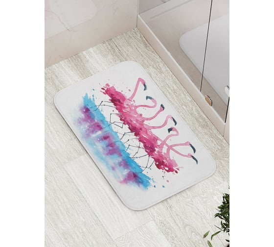 Изображение товара Коврик противоскользящий JoyArty "Фламинго акварелью" для ванной, сауны, бассейна, bath_25199