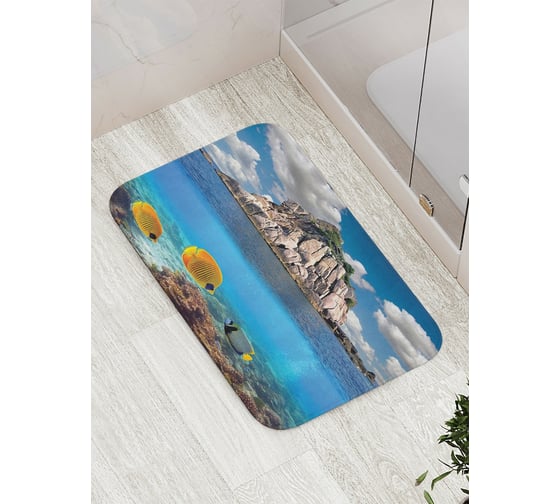 Изображение товара Коврик противоскользящий JoyArty "Скалистый остров" для ванной, сауны, бассейна, bath_2610