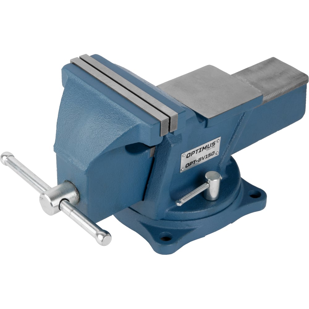 Изображение товара Профессиональные слесарные тиски Optimus 150 мм с поворотной функцией и наковальней