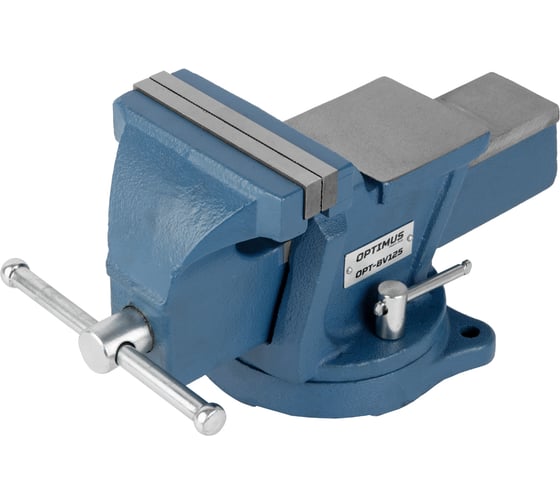 Изображение товара Профессиональные слесарные тиски поворотные с наковальней 125 мм Optimus OPT-BV125