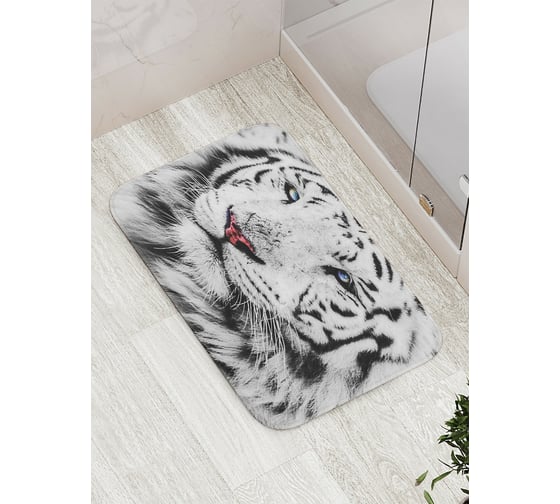 Изображение товара Коврик противоскользящий JoyArty "Белый тигр" для ванной, сауны, бассейна, bath_12734