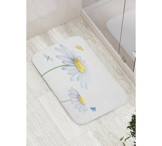 Изображение товара Коврик противоскользящий JoyArty "Ромашки и стрекоза" для ванной, сауны, бассейна, bath_18368