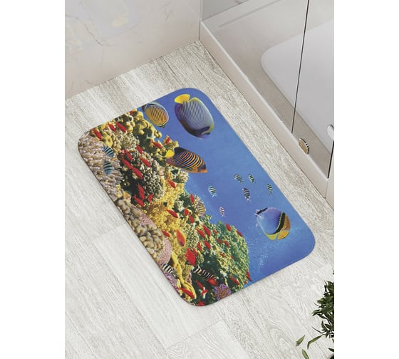 Изображение товара Коврик противоскользящий JoyArty "Рыбные холмы" для ванной, сауны, бассейна, bath_9233