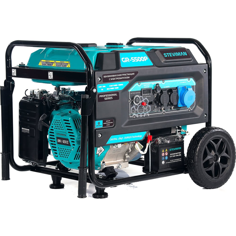 Изображение товара Бензиновый генератор Steviman GR-5500P мощность 5.5 кВт мобильный для дома и работы