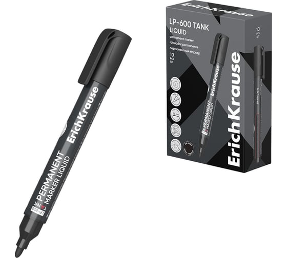 Изображение товара Маркер перманентный с жидкими чернилами ОФИСМАГ ERICH KRAUSE LP-600 Tank Liquid, ЧЕРНЫЙ, 2,5 мм, 48769 152663