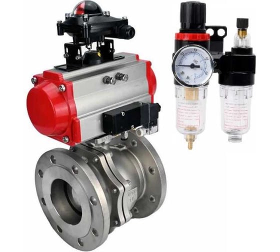 Изображение товара Кран шаровой DN.ru 316-316-PTFE-F-ISO-R Ду250 Ру16, пневмопривод, пневмораспределитель, БКВ, БПВ D160-60985