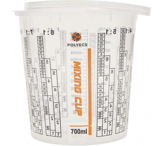 Изображение товара Мерная емкость высокопрочная для смешивания ЛКМ Polyecs 700 мл, 25 шт POL-4/PHX