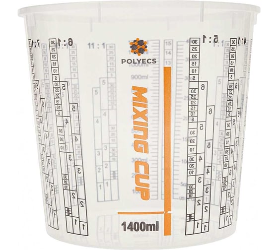 Изображение товара Мерная емкость высокопрочная для смешивания ЛКМ Polyecs 1400 мл, 25 шт POL-5/PHX
