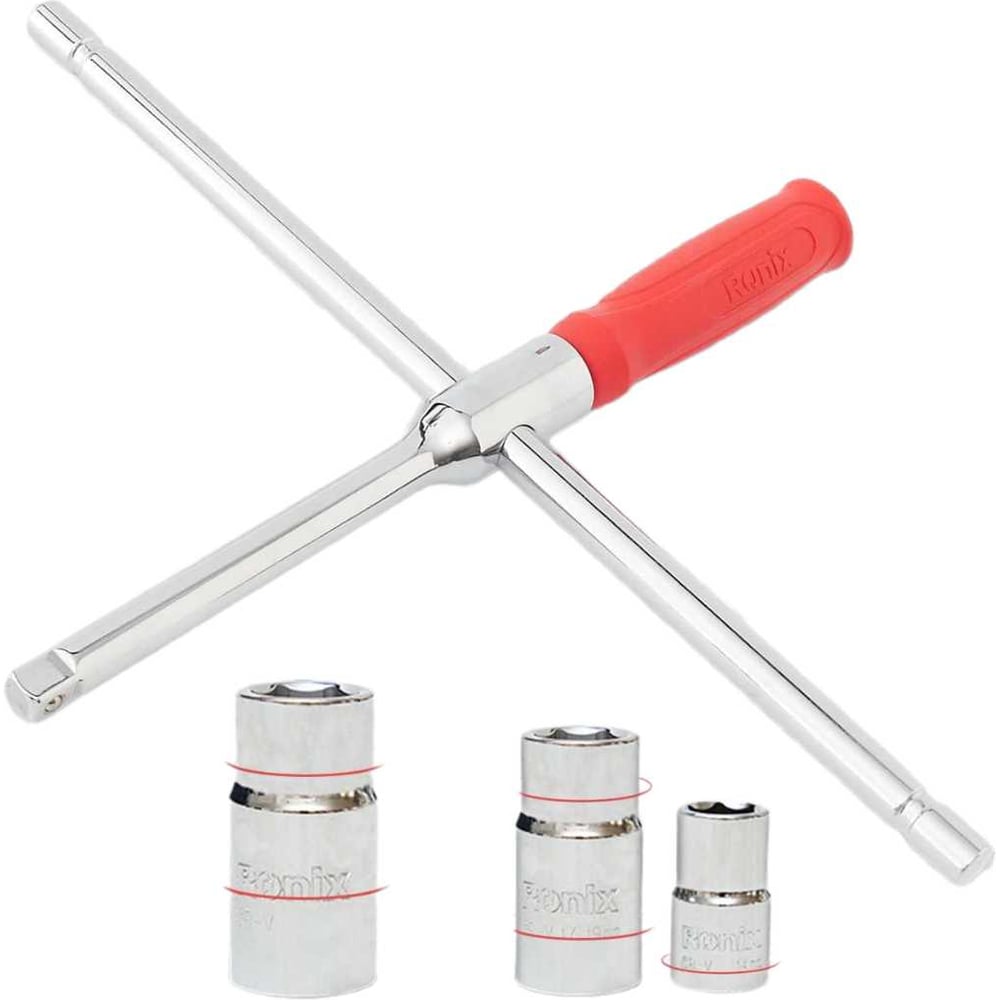 Изображение товара Набор балонных ключей Polyecs RH-2690 с трещоткой и рукояткой, 14-21 мм