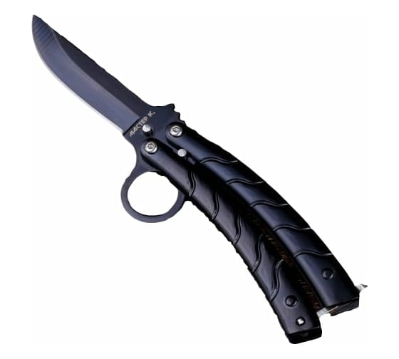 Изображение товара Нож-бабочка Мастер К лезвие с прямым обухом 7 см, рукоять с волнами под углом 9 см 2301167