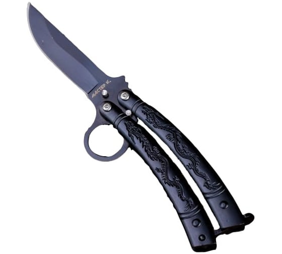 Изображение товара Нож-бабочка Мастер К лезвие с прямым обухом 7.5 см, рукоять с драконами 9.5 см 2301155