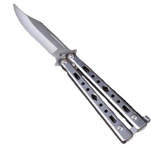 Изображение товара Нож-бабочка Мастер К лезвие 7.5 см, металлик, рукоять с отверстиями 2301166