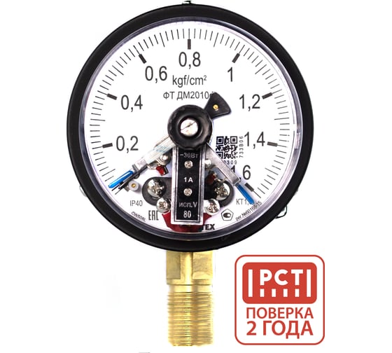 Изображение товара Манометр электроконтактный ПО Физтех, АО ДМ2010ф исп V 0-1,6 кгс/см2 кт.1,5 d.100 IP40 M20_1,5 РШ 4687205638144