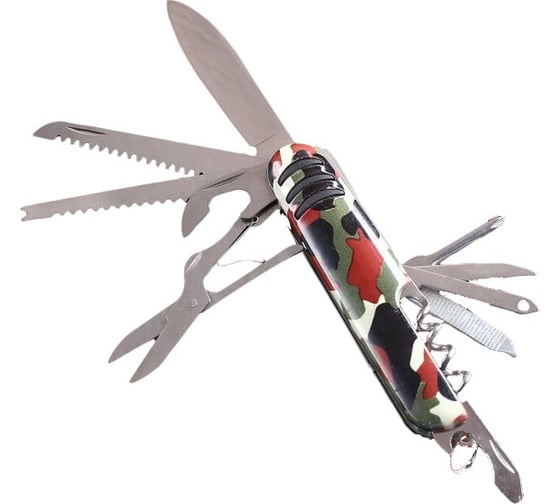 Изображение товара Швейцарский нож Мастер К Солдатский 11 функций, рукоять цветной камуфляж 659130
