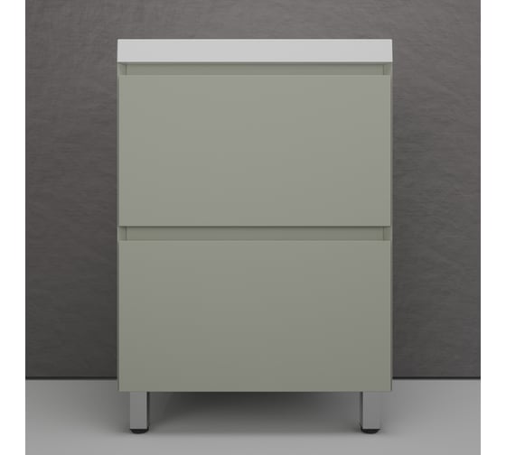 Изображение товара Тумба напольная Манхэттен 60 ЭМАЛЬ под ASTI 60 2 ящика PLUS олива, Style Line ЛС-00002379