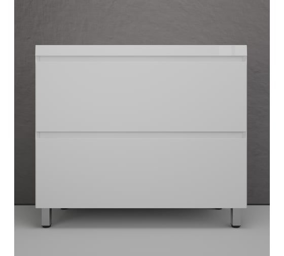 Изображение товара Тумба напольная Манхэттен 100 ЭМАЛЬ под ASTI 100 2 ящика PLUS белый матовый, Style Line ЛС-00002368