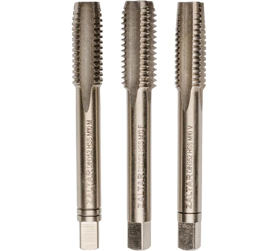 Изображение товара Набор метчиков ручных ZALTAR HSS DIN 352, 3 пр., Nr.1/Nr.2/Nr.3, M10x1.5 ZA-10024