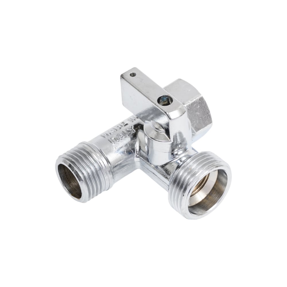 Изображение товара Кран шаровой тройник для подключения сантехнических приборов BUGATTI 08770004, латунь, хром