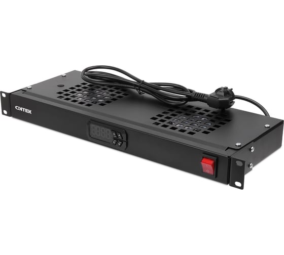 Изображение товара Модуль вентиляторный ONTEK крепление на 19 1U, 2 элемента, электронный термоконтроллер, цифровой термодатчик, черный RAL 9005 F1U2ETDTS-9005