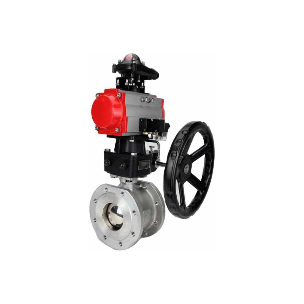 Изображение товара Кран шаровой DN.ru 316-316-PTFE-F-ISO-R Ду250 Ру16 пневмопривод, нержавеющая сталь