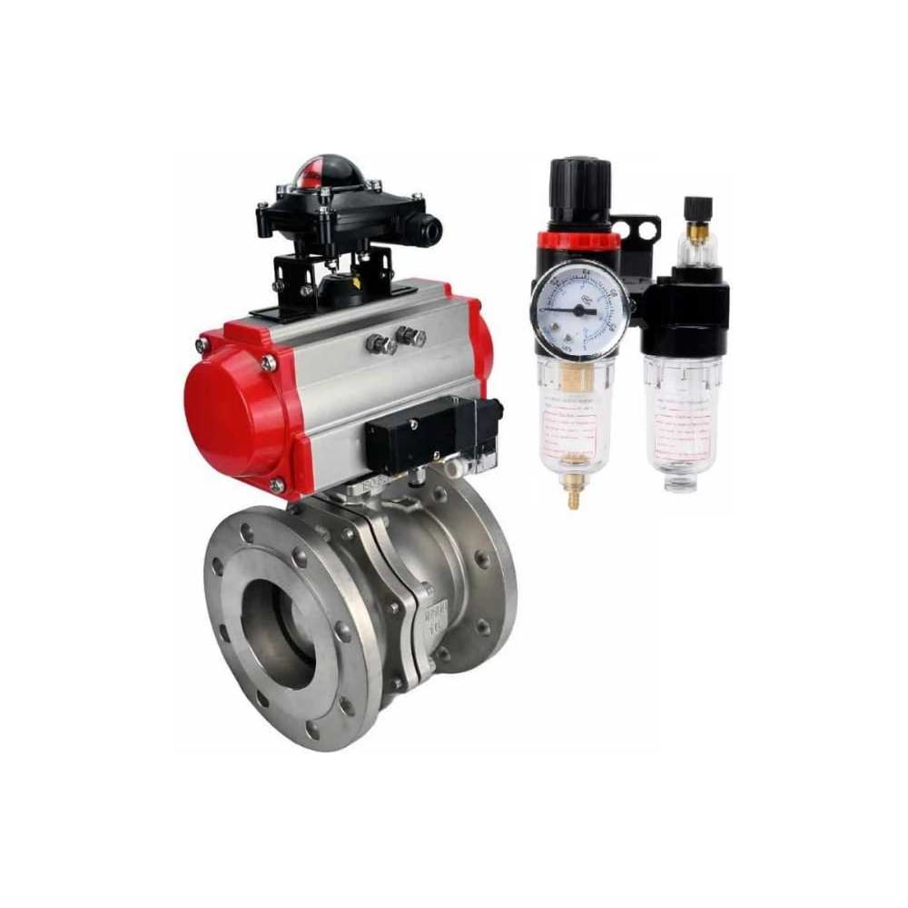 Изображение товара Кран шаровой DN.ru 316-316-PTFE-F-ISO-R Ду250 Ру16 с пневмоприводом