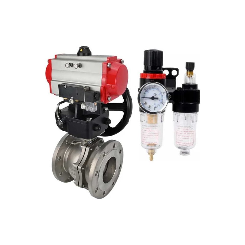 Изображение товара Кран шаровой DN.ru 316-316-PTFE-F-ISO-R Ду250 Ру16 пневмопривод фланцевый