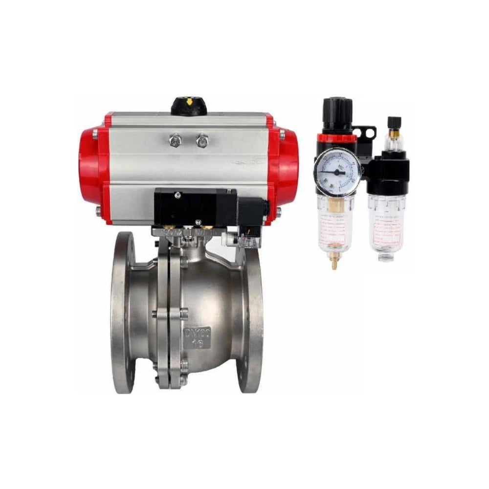 Изображение товара Кран шаровой DN250 нержавеющая сталь с пневмоприводом, фланцевый, Ру16