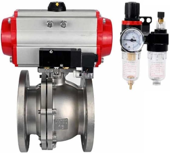 Изображение товара Кран шаровой DN.ru 316-316-PTFE-F-ISO-R Ду250 Ру16, пневмопривод, пневмораспределитель, БПВ D160-60747