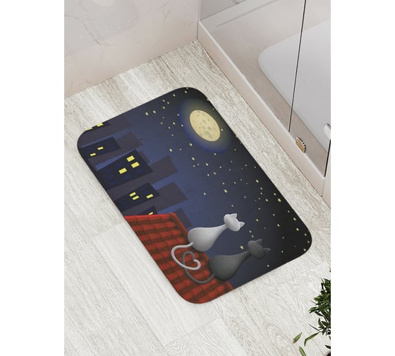 Изображение товара Коврик противоскользящий JoyArty "Кошачья романтика на крыше" для ванной, сауны, бассейна, bath_1182