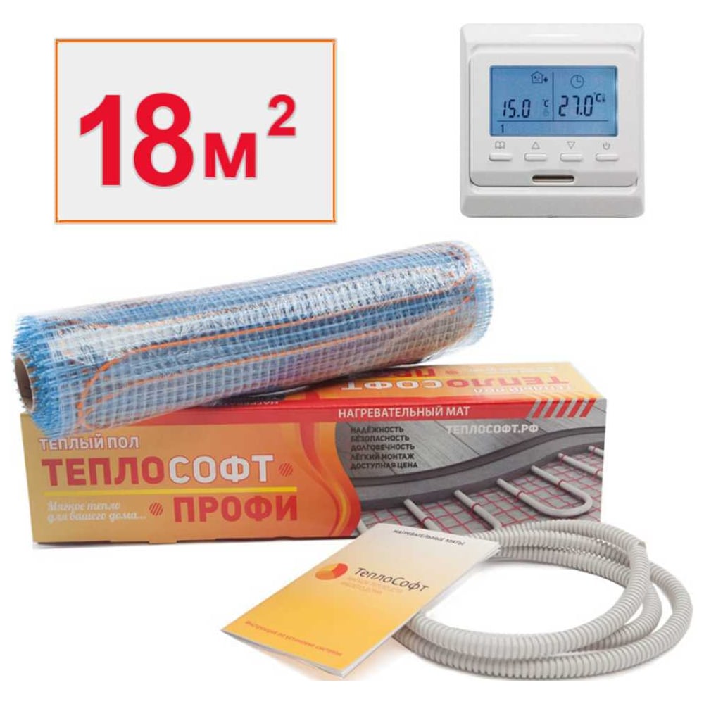 Изображение товара Нагревательный мат Профи 18м.кв. 2700 Вт с электронным терморегулятором для полов
