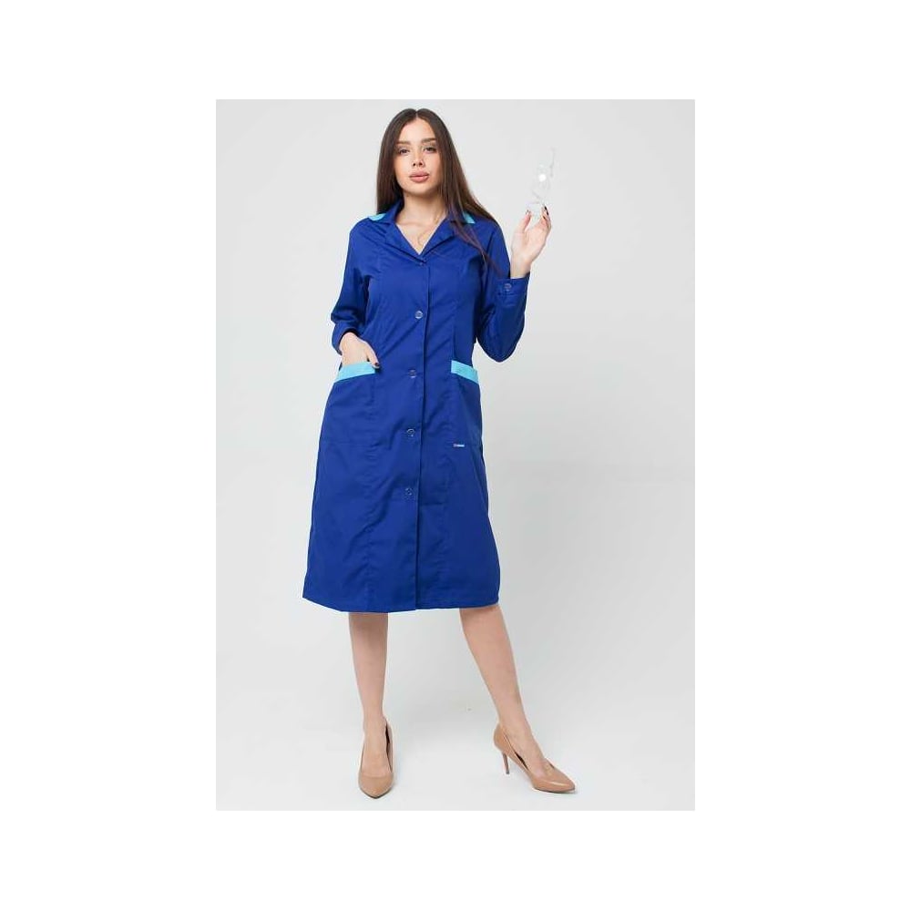 Изображение товара Женский халат ООО ГУП Бисер Классика-1 василек 40-42, синего цвета, смесовая ткань
