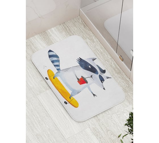 Изображение товара Коврик противоскользящий JoyArty "Веселый енот" для ванной, сауны, бассейна, bath_78618