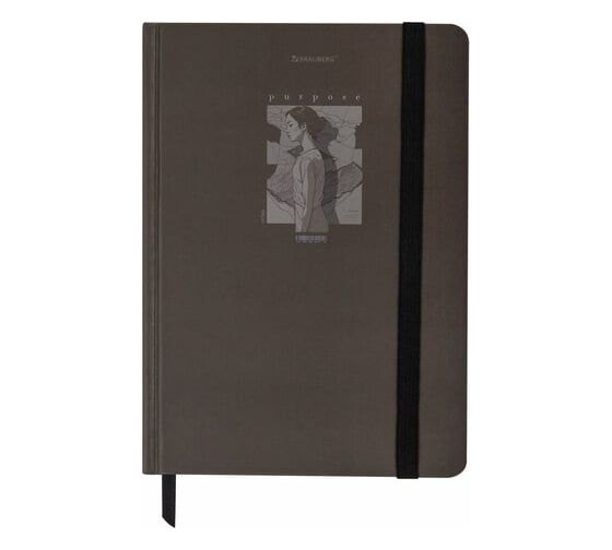 Изображение товара Бизнес-блокнот BRAUBERG с резинкой, в клетку, 96л, А5, 145x203мм, твердая обложка, Purpose, 116316
