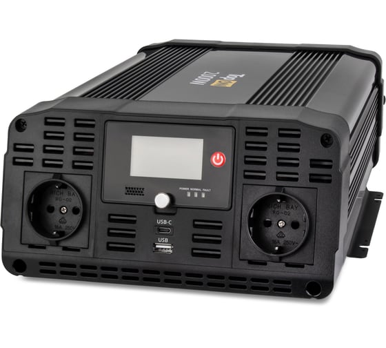 Изображение товара Автомобильный инвертор TopON 2000W 2 розетки, чистый синус, Type-C PD, USB QC, LCD экран, пиковая мощность 4000W Черный TOP-PI2000
