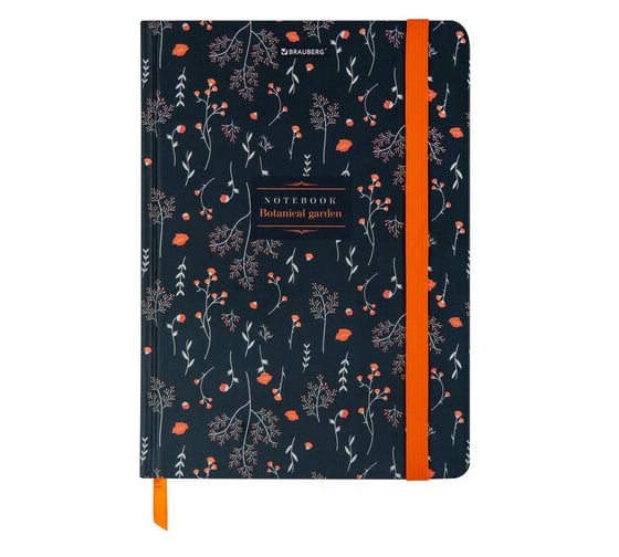 Изображение товара Бизнес-блокнот BRAUBERG с резинкой, в клетку, 96л, А5, 145x203мм, твердая обложка, Flowers, 116317