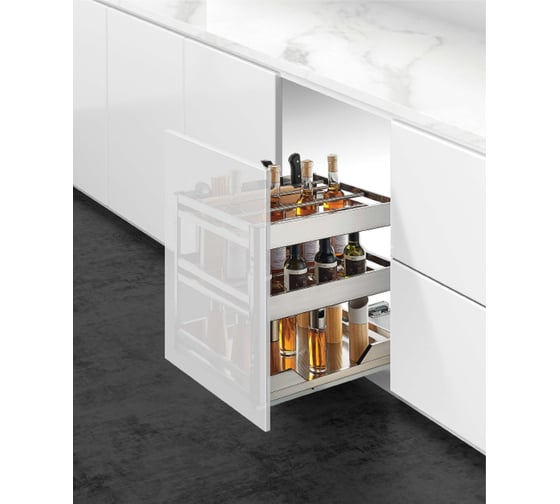 Изображение товара Выдвижная многофункциональная корзина Mebax 3 уровня, напр. нижние, (сталь) модуль 400мм, 425х350х457, 00-00003256