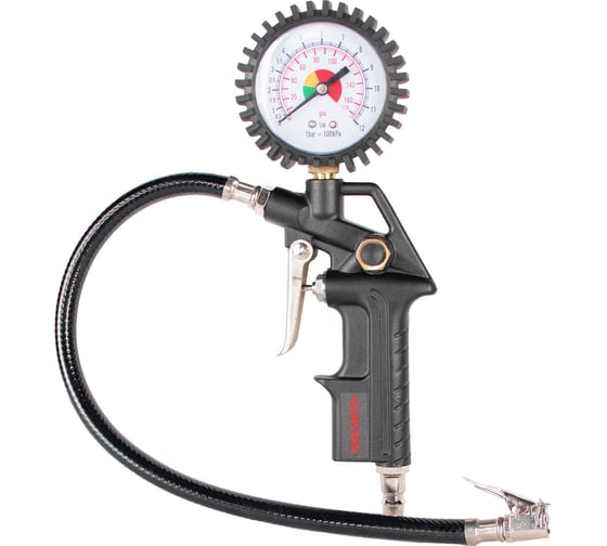 Изображение товара Пистолет для подкачки шин с манометром VERTON Air IG63 (раб.давл-8 бар,расх.возд-150л/мин,ф манометра-63мм,ф штуцера-1/4,длина шланга-360мм)(40шт/кор) 01.21427.21438