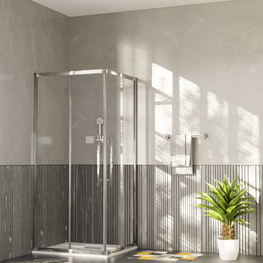 Изображение товара Душевое ограждение ESF-90D1+100D2-C хром 900x1000 мм раздвижное для ванной