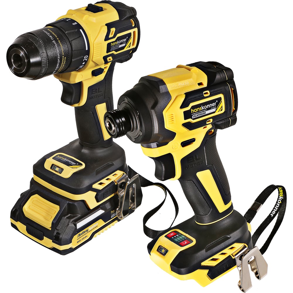 Изображение товара Профессиональный аккумуляторный шуруповерт Hanskonner HCD2065C+HCD20280BL 18В 2А*ч
