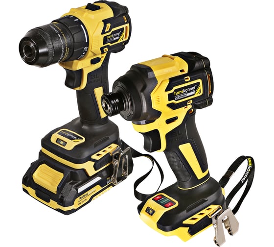 Изображение товара Аккумуляторный двухскоростной шуруповерт Hanskonner Комбо HCD2065C+HCD20280BL