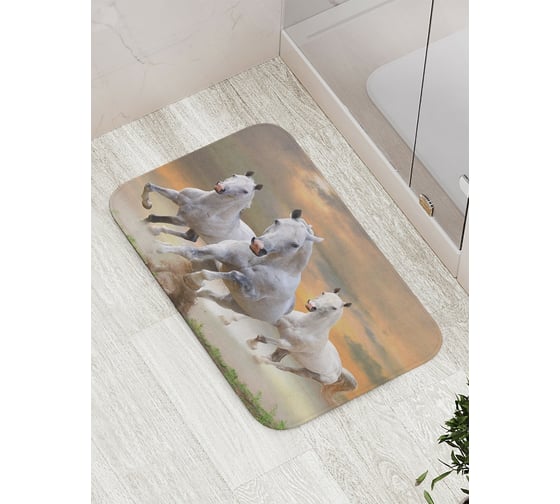 Изображение товара Коврик противоскользящий JoyArty "Бегущие лошади" для ванной, сауны, бассейна, bath_16160