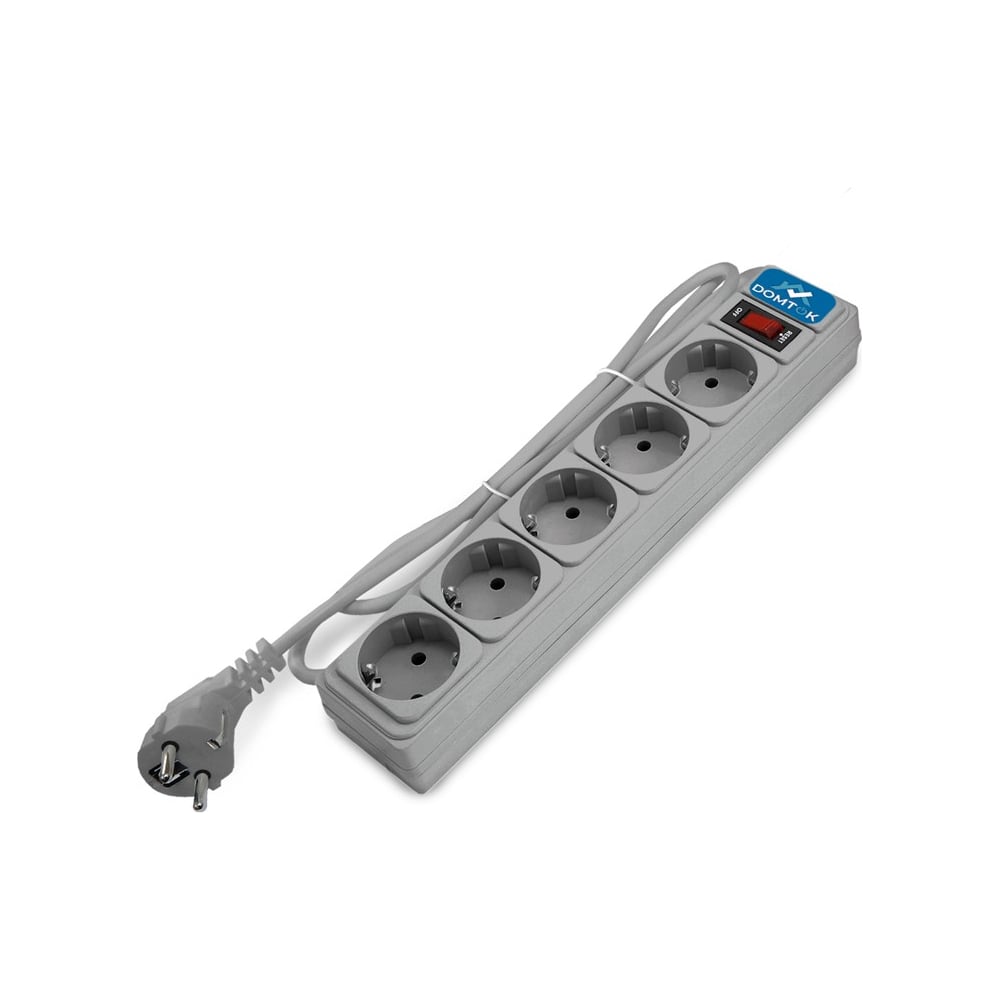 Изображение товара Фильтр-удлинитель DOMTOK 5 гнезд с индикацией и заземлением